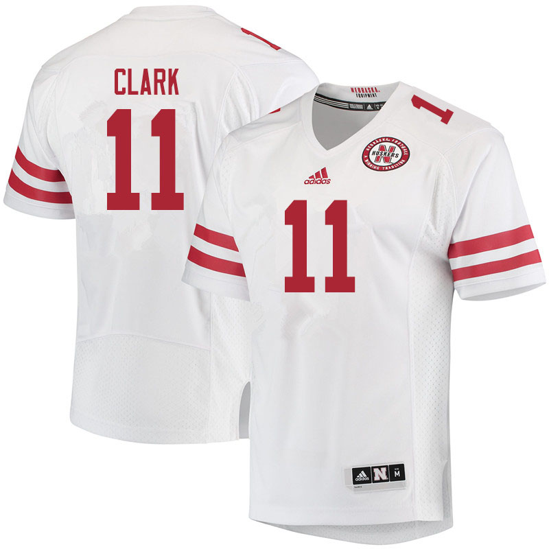 Men #11 Braxton Clark Nebraska Cornhuskers College Football Jerseys Sale-White - Click Image to Close